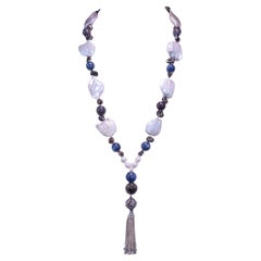 A.Jeschel Long rope, Baroque Pearls, Kyanite, Boulder opal