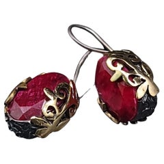 A.Jeschel Elegant Large Indian Ruby faceted earrings