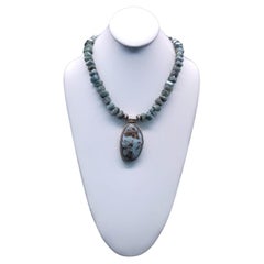 A.Jeschel  Moss Aquamarine and Ocean Jasper pendant necklace.