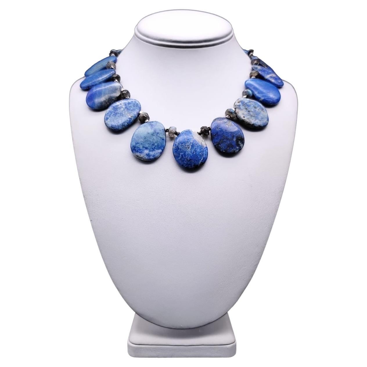 A.Jeschel Versatil collar Lapis plates and Labradorite necklace. For Sale