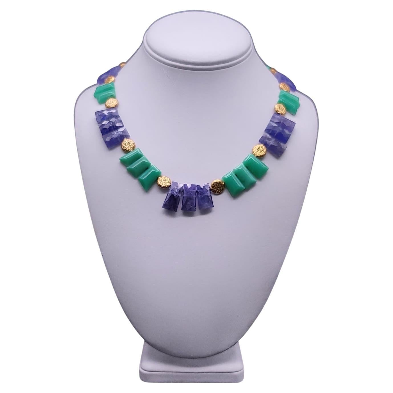 A.Jeschel Tanzanite and Chrysoprase in a matched collar necklace. For Sale