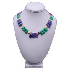 A.Jeschel Tanzanite and Chrysoprase in a matched collar necklace.