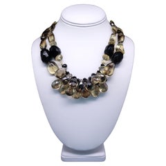 A.Jeschel Rich Lemon Citrine and Faceted Onyx Necklace