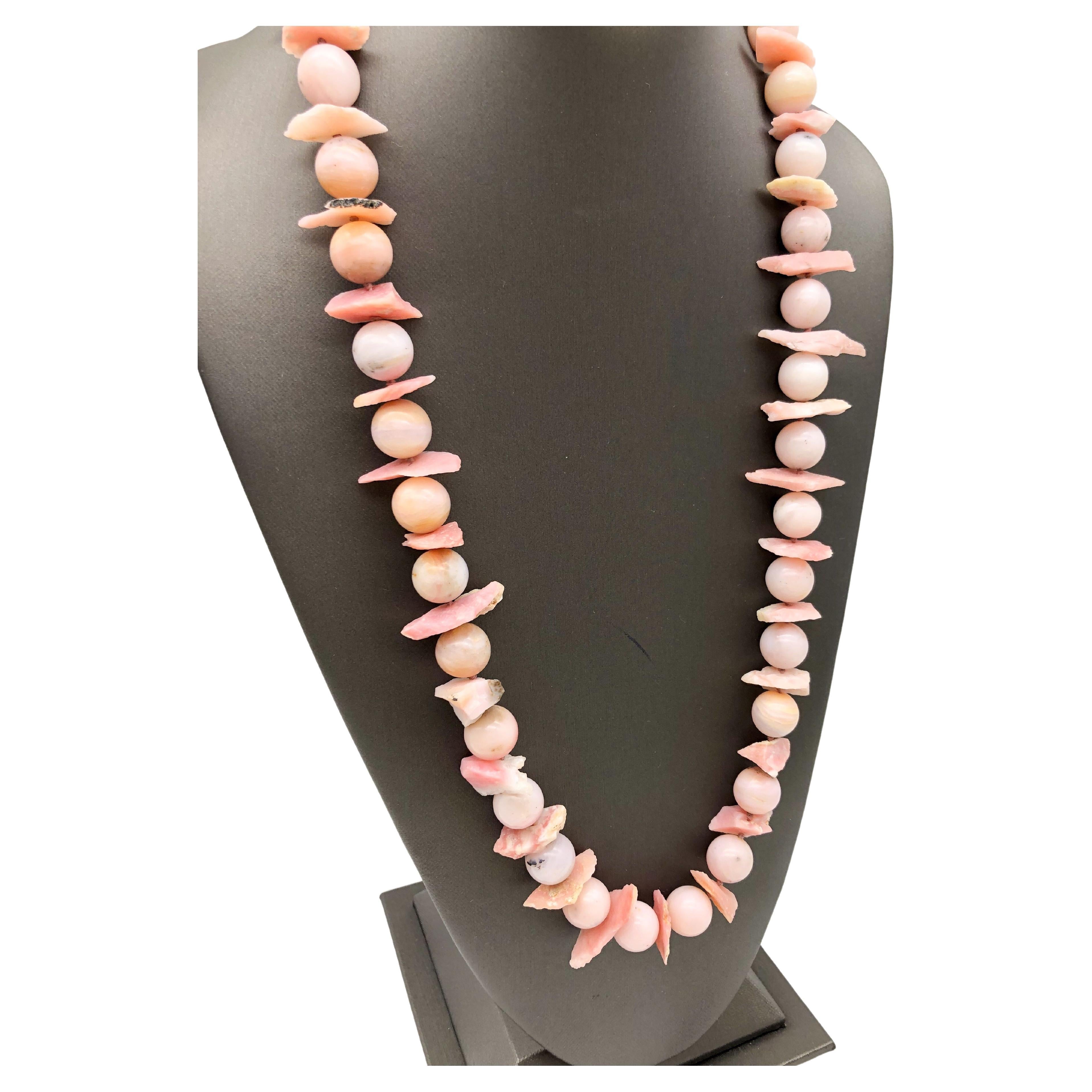 A.Jeschel  Luxurious long Peruvian Pink Opal necklace