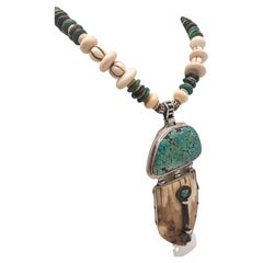 A.Jeschel Superb Walrus and Turquoise pendant necklace.