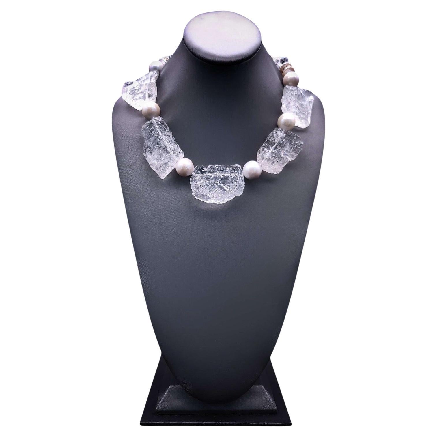 A.Jeschel Massive rich hammered Rock Crystal Necklace