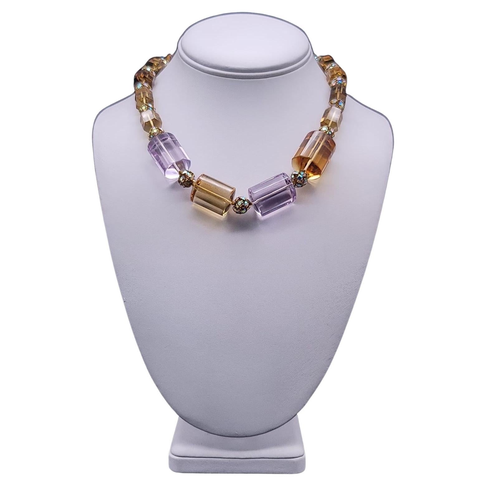 A.Jeschel Precious Stone Necklace Quartz Amethyst Topaz Citrine For Sale