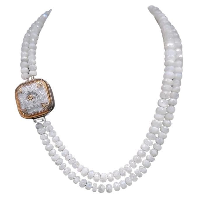 A.Jeschel Faceted Rainbow Moonstone Necklace For Sale
