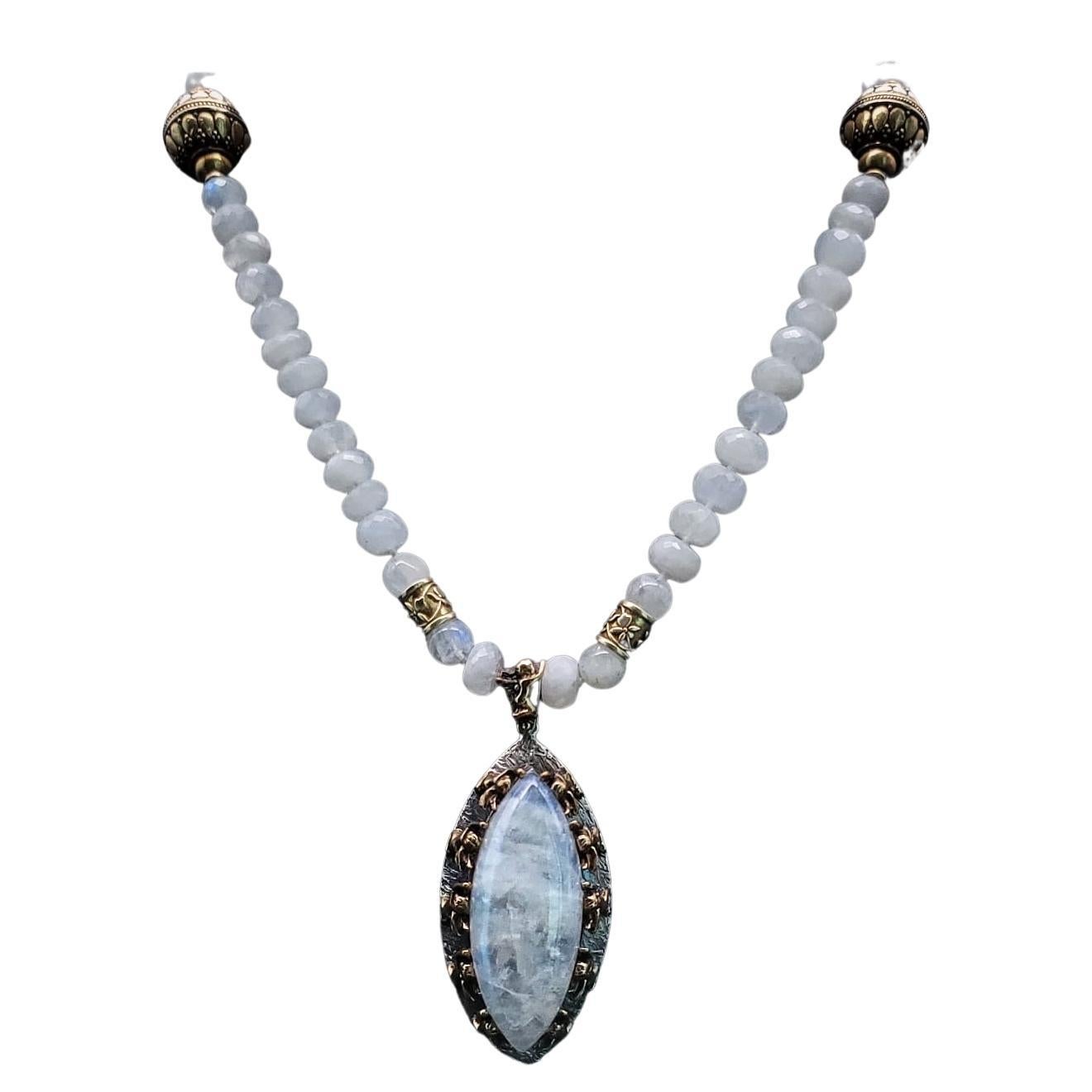 A.Jeschel Rainbow Moonstone necklace set in a beautiful hand-crafted pendant.