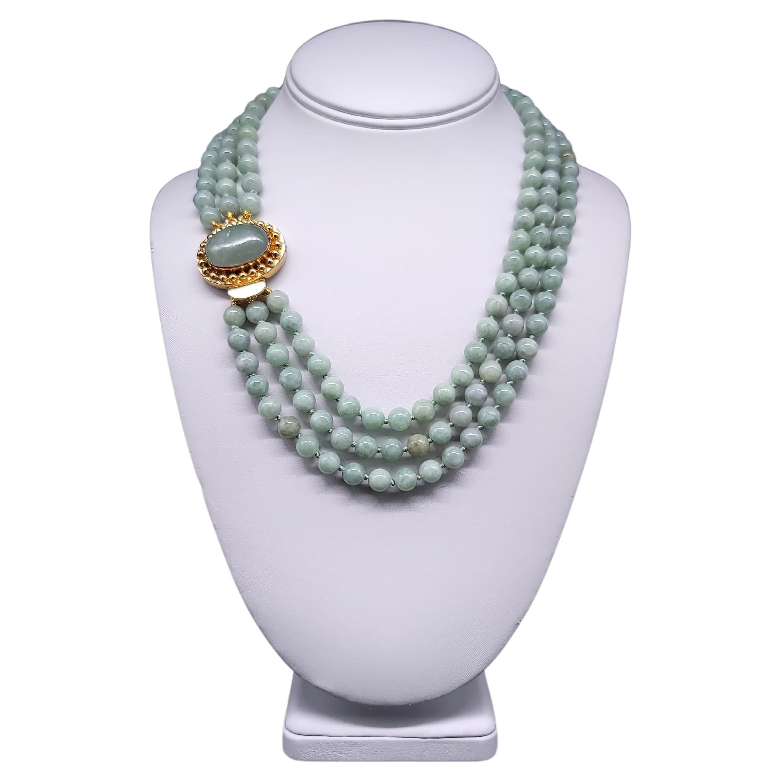A.Jeschel Exquisite Natural Burmese Jade signature clasp necklace. For Sale