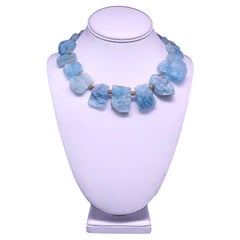 A.Jeschel Collar Grueso de Aguamarina Natural de Corte Áspero
