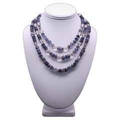 A.Jeschel Faceted Iolite and crystal necklace 