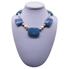 A.Jeschel Stunning Blue Quartz plates necklace