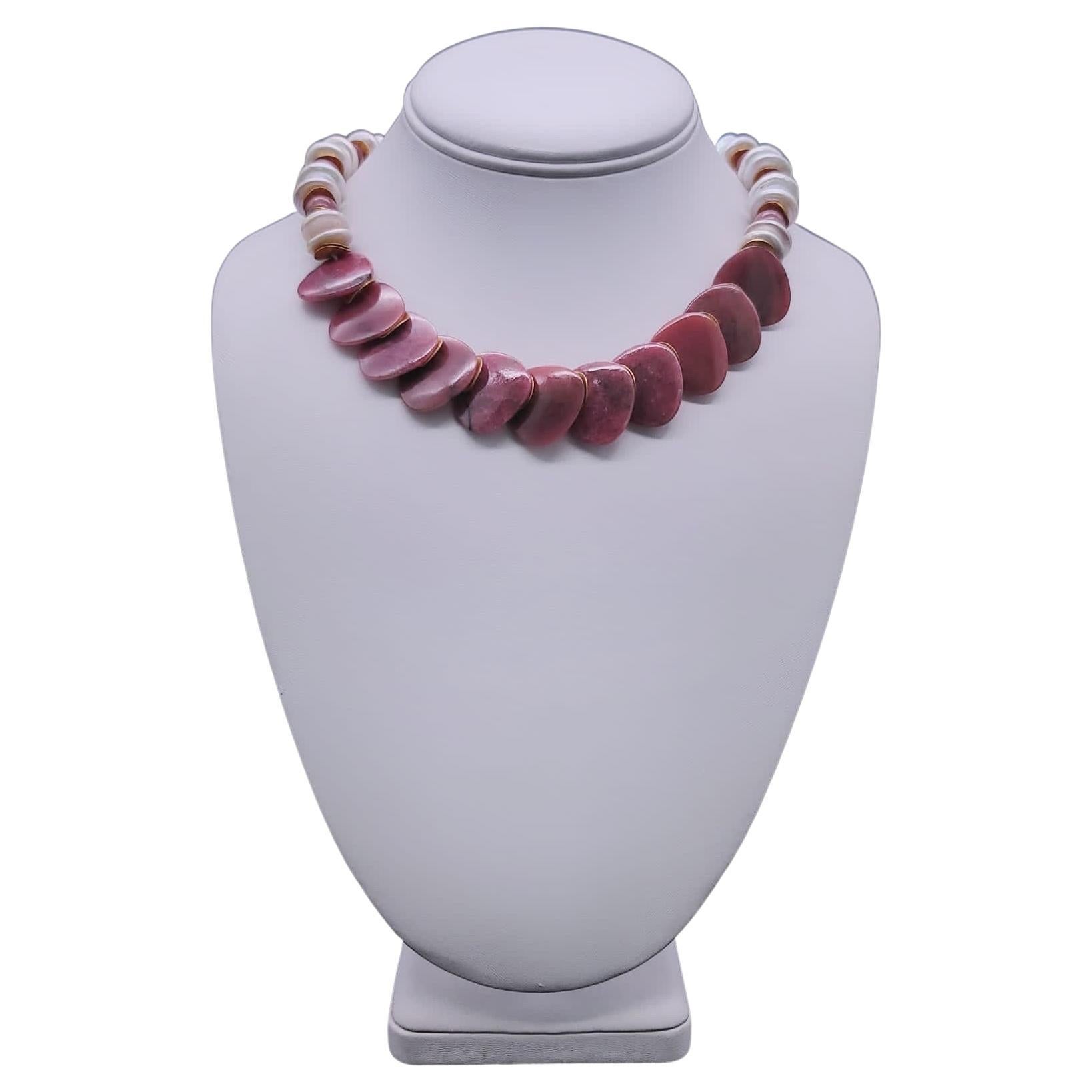 A.Jeschel Rich Rosy colored Rhodochrosite Necklace