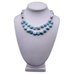 A.Jeschel Precious Larimar and Pearl Necklace.