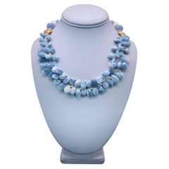 Collier en dentelle bleue naturelle imprimée A.Jeschel.