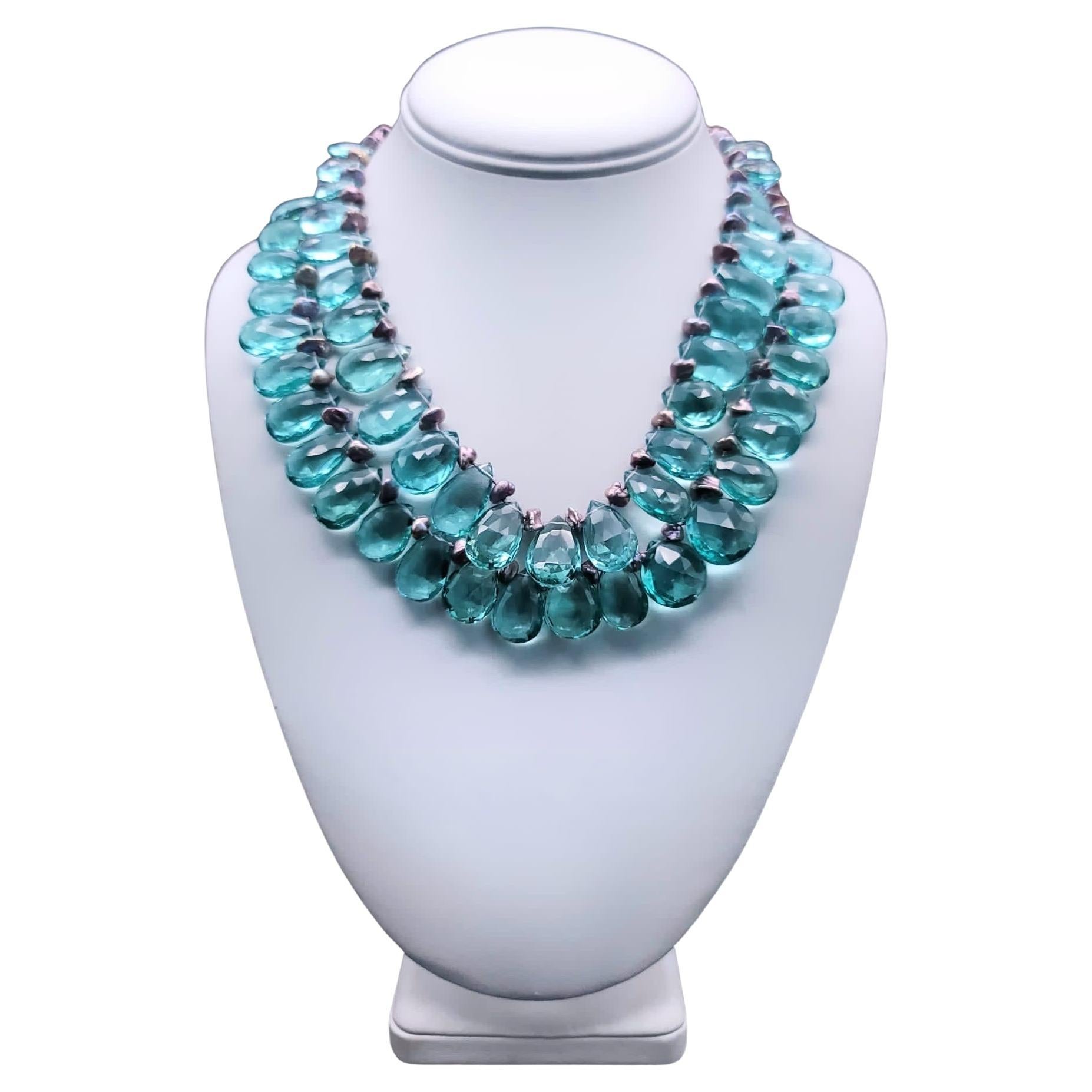 A.Jeschel Romantic 2 strand Blue Quartz necklace For Sale