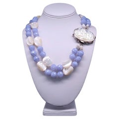 A.Jeschel Stunning Blue Lace necklace with a signature clasp.