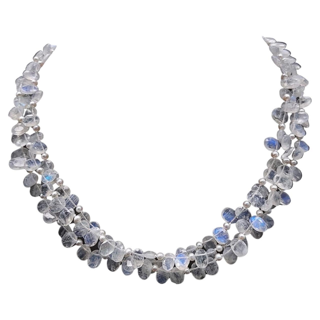 A.Jeschel Faceted Rainbow Moonstone necklace. For Sale