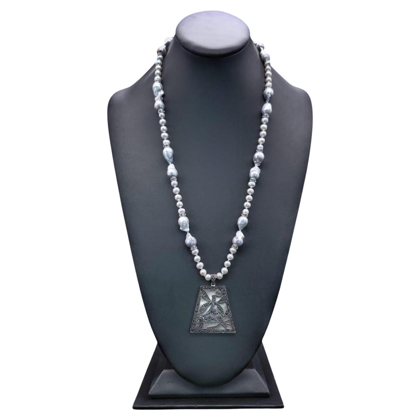 A.Jeschel Elegant Long Baroque Necklace with pendant.