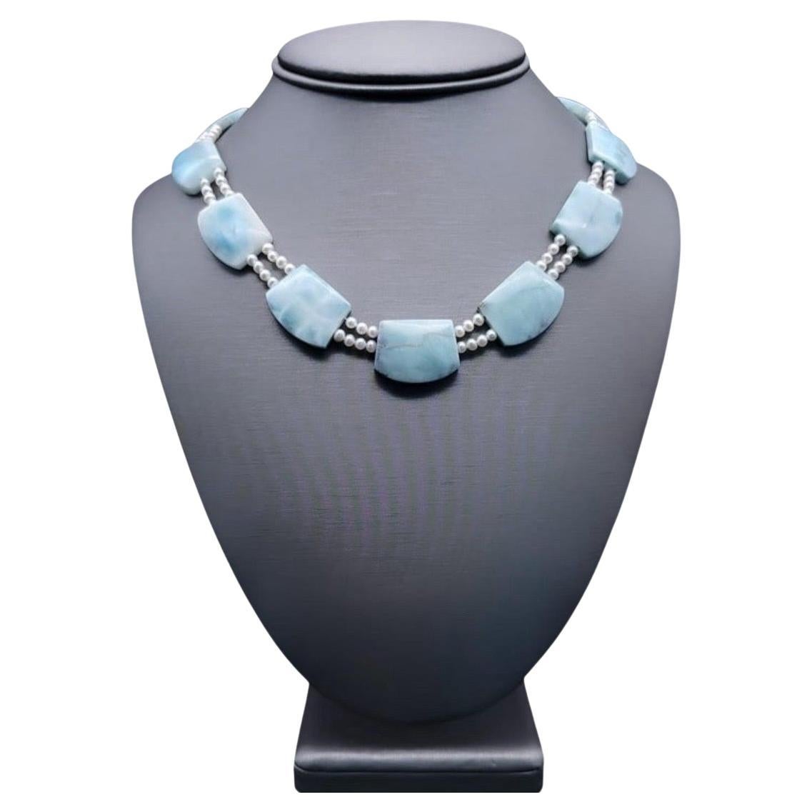 A.Jeschel Gorgeous Natural Larimar plates necklace.