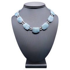 A.Jeschel Splendida collana di piastre di Larimar naturale.
