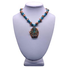 A.Jeschel Elegant Turquoise Lord Ganesh pendant necklace.