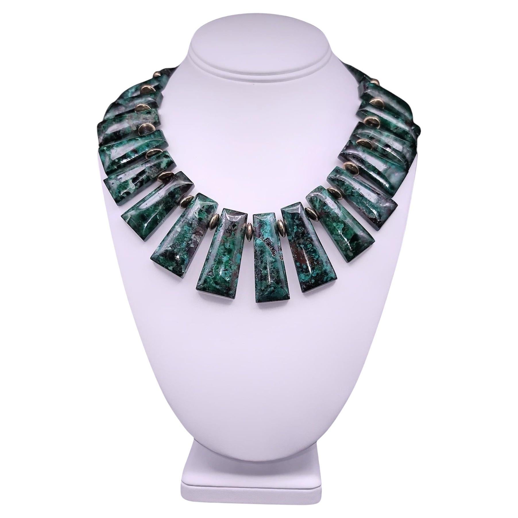 A.Jeschel A masterpice Malachite plates necklace.