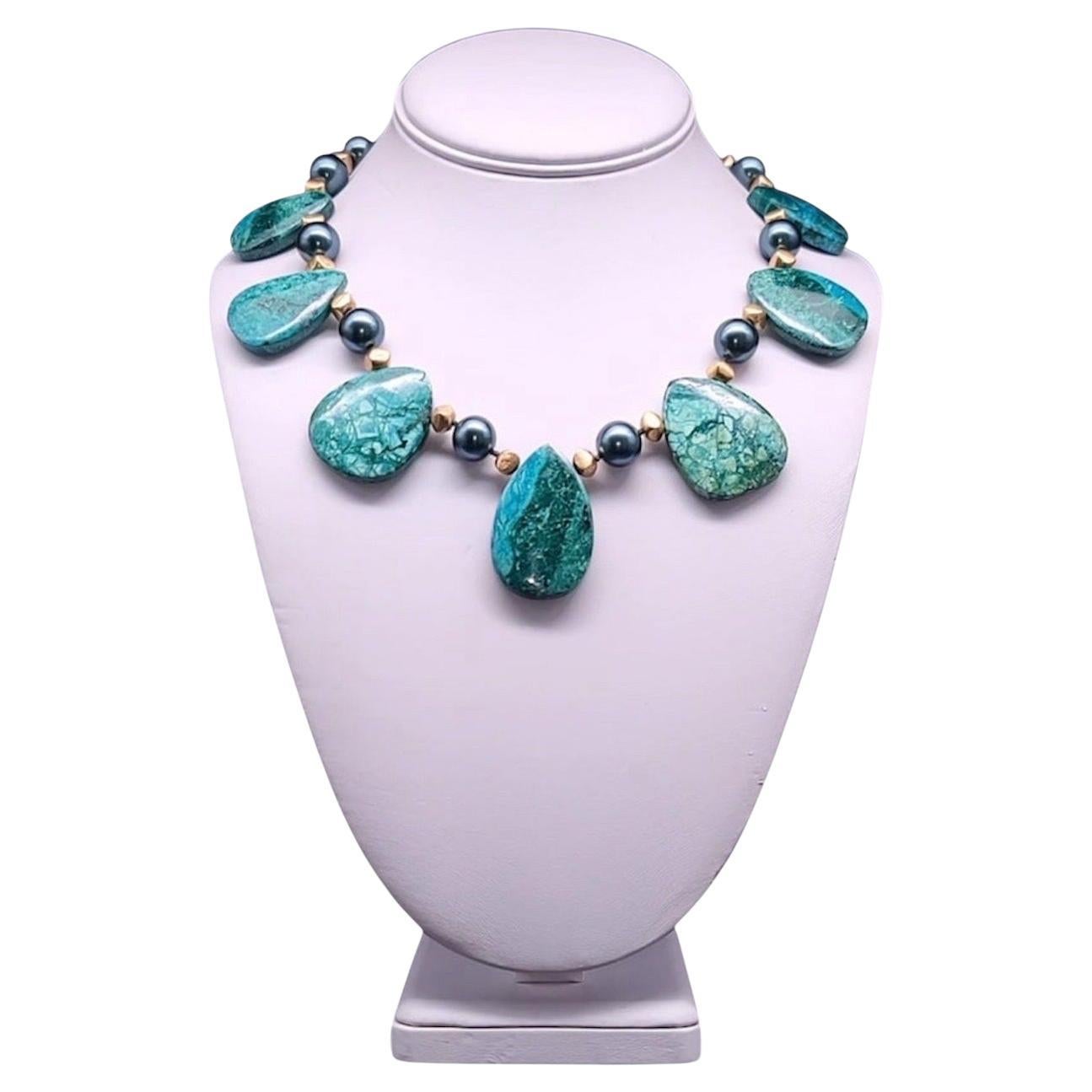 A.Jeschel Masterpiece Oval Chrysocolla plates necklace