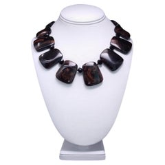 A.Jeschel Mexican Obsidian Plates and Onyx Necklace