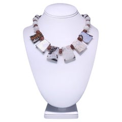 A.Jeschel Agate plates & white Moonstone necklace