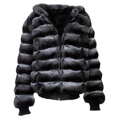 Reversible leather jacket with chinchilla fur linning