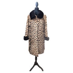Pristine Jaguar fur coat mink collar cuffs size M 10-12