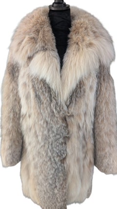 Manteau « peacoat » en fourrure de lynx canadien, couleur menthe, taille M/10 ~sans droits de douane