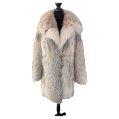 Manteau « peacoat » en fourrure de lynx canadien, couleur menthe, taille M/10 ~sans droits de douane