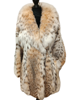 Brand new bobcat lynx fur peacoat coat M/8 ~no duties
