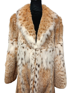 Christian Dior – Exklusiver weißer Bobcat-Luchs-Pelzmantel 8-10/M ~ zollfrei