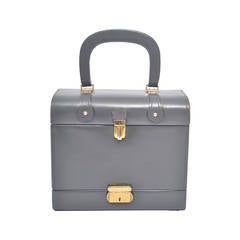 Vintage 1960s Gray Leather Box Bag