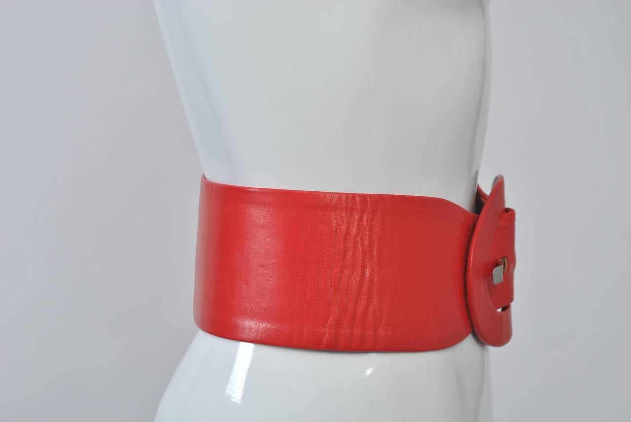 Red Leather Belt, France In Excellent Condition In Alford, MA