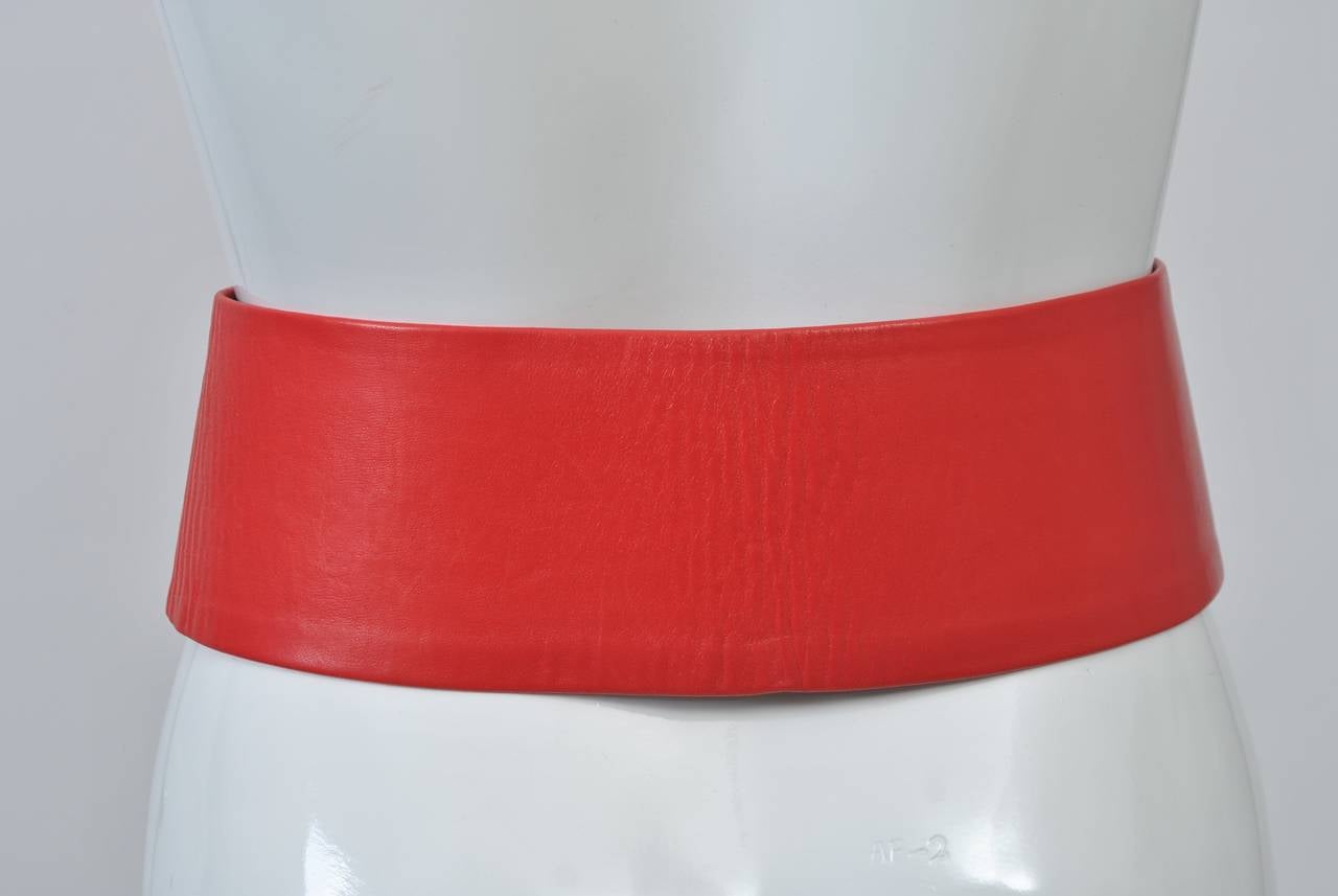 Women's Red Leather Belt, France