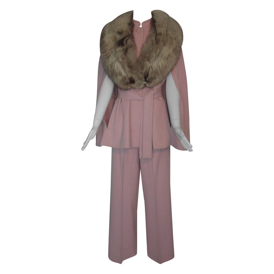 Lilli Ann Pink Pants Suit with Fox