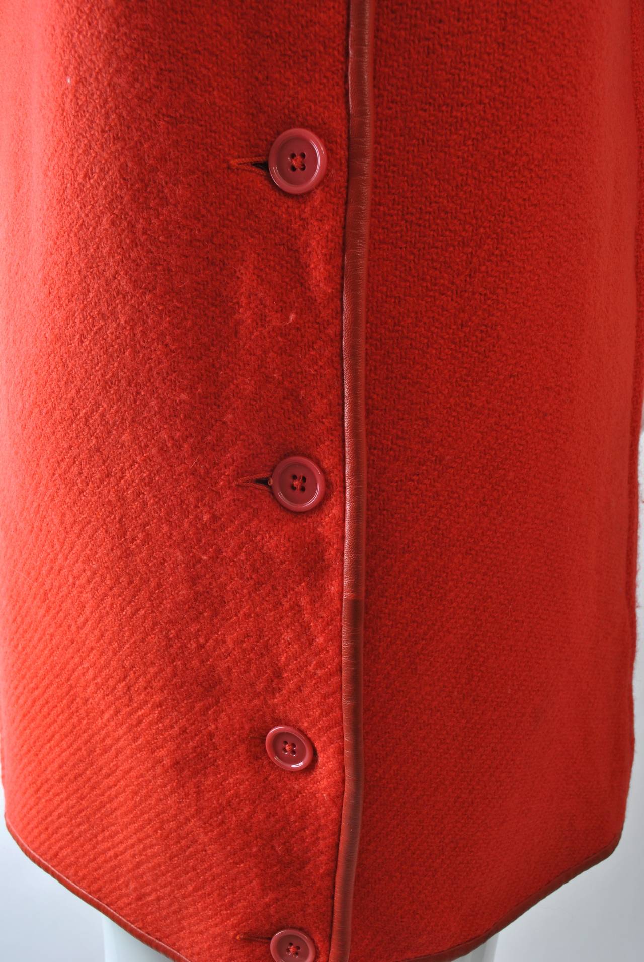 Women's 1960s Reversible Wool Dress w/Leather Trim For Sale