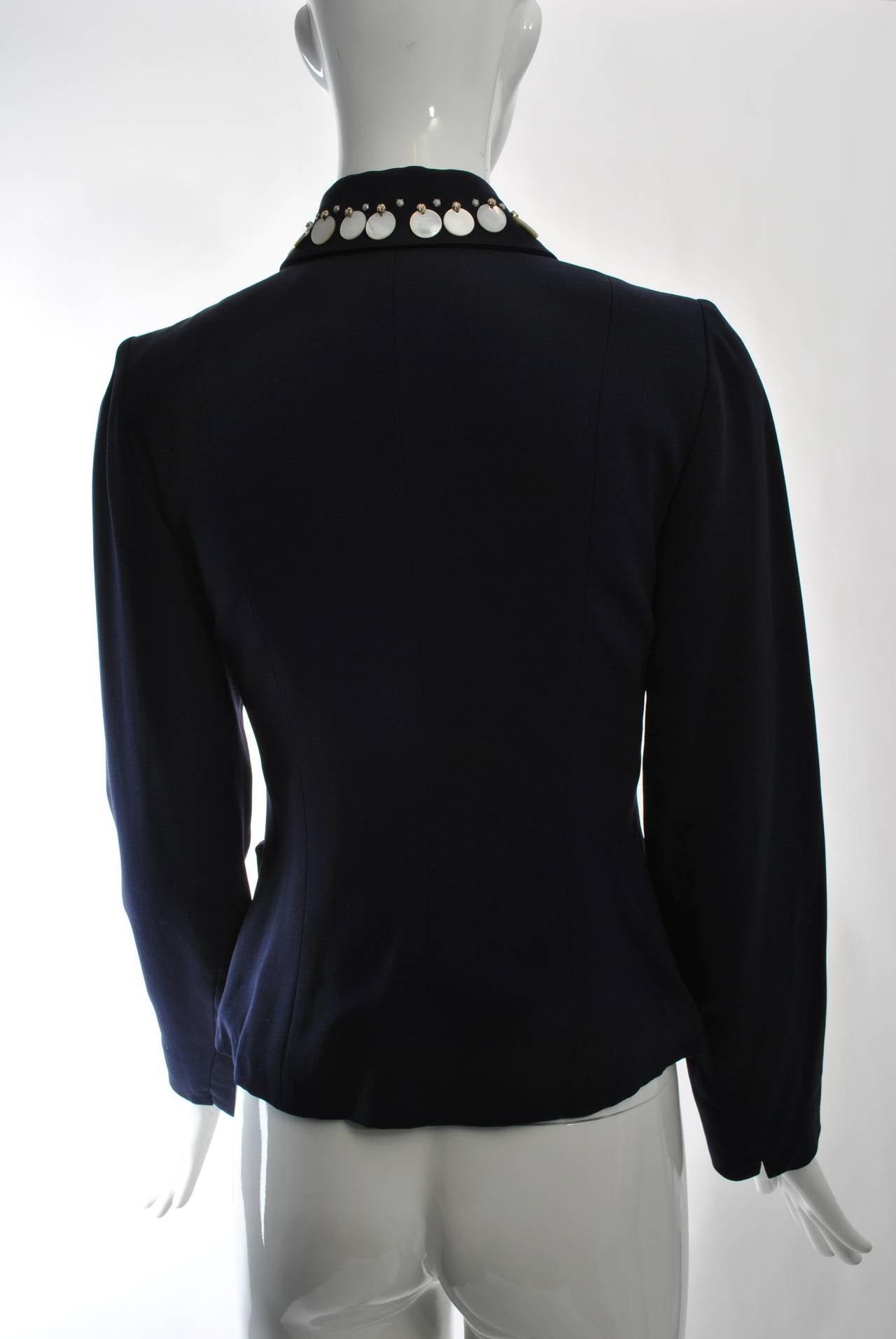 Women's 1950s Navy Jacket with MOP Trim For Sale