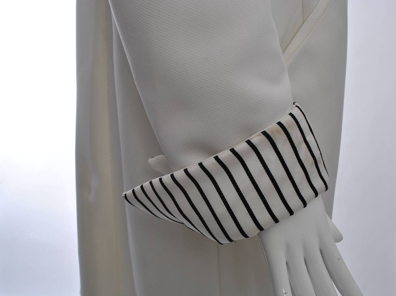 Gray Lilli Ann White Coat w/Striped Detail, Large Size For Sale