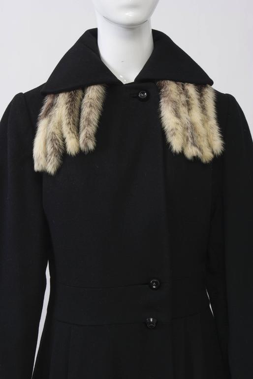1940s Black Coat with Fur Tails For Sale at 1stDibs