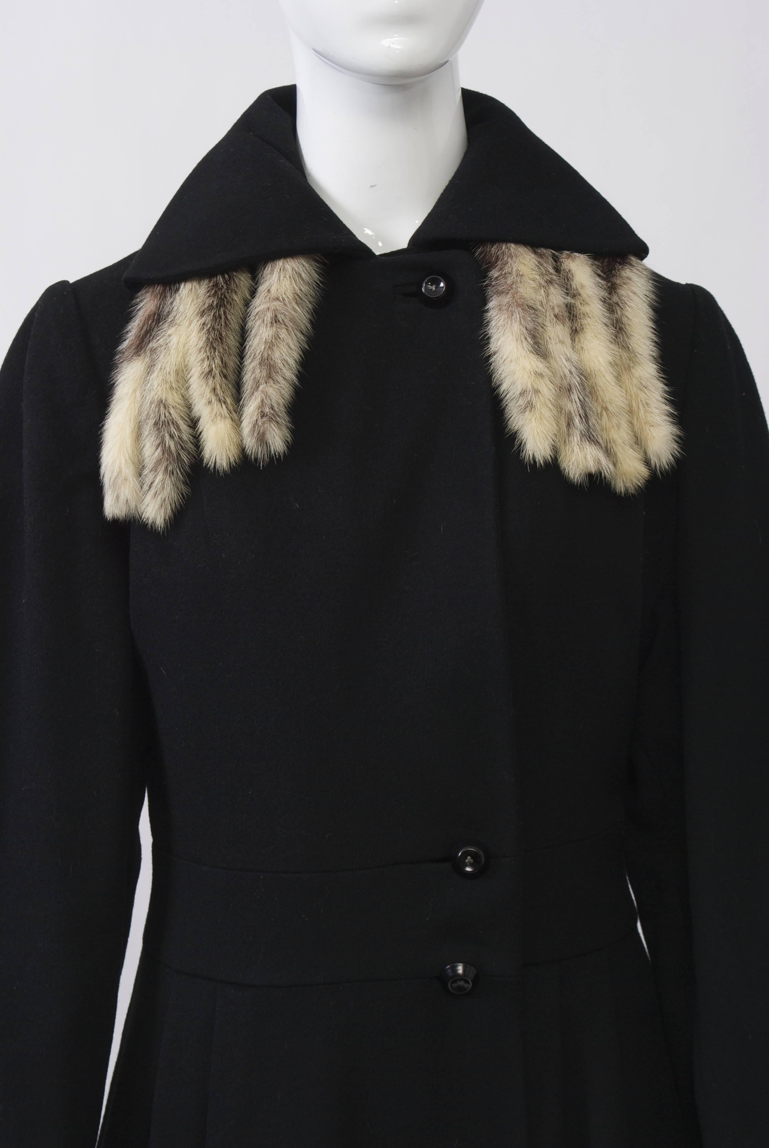 1940s Black Coat with Fur Tails 1