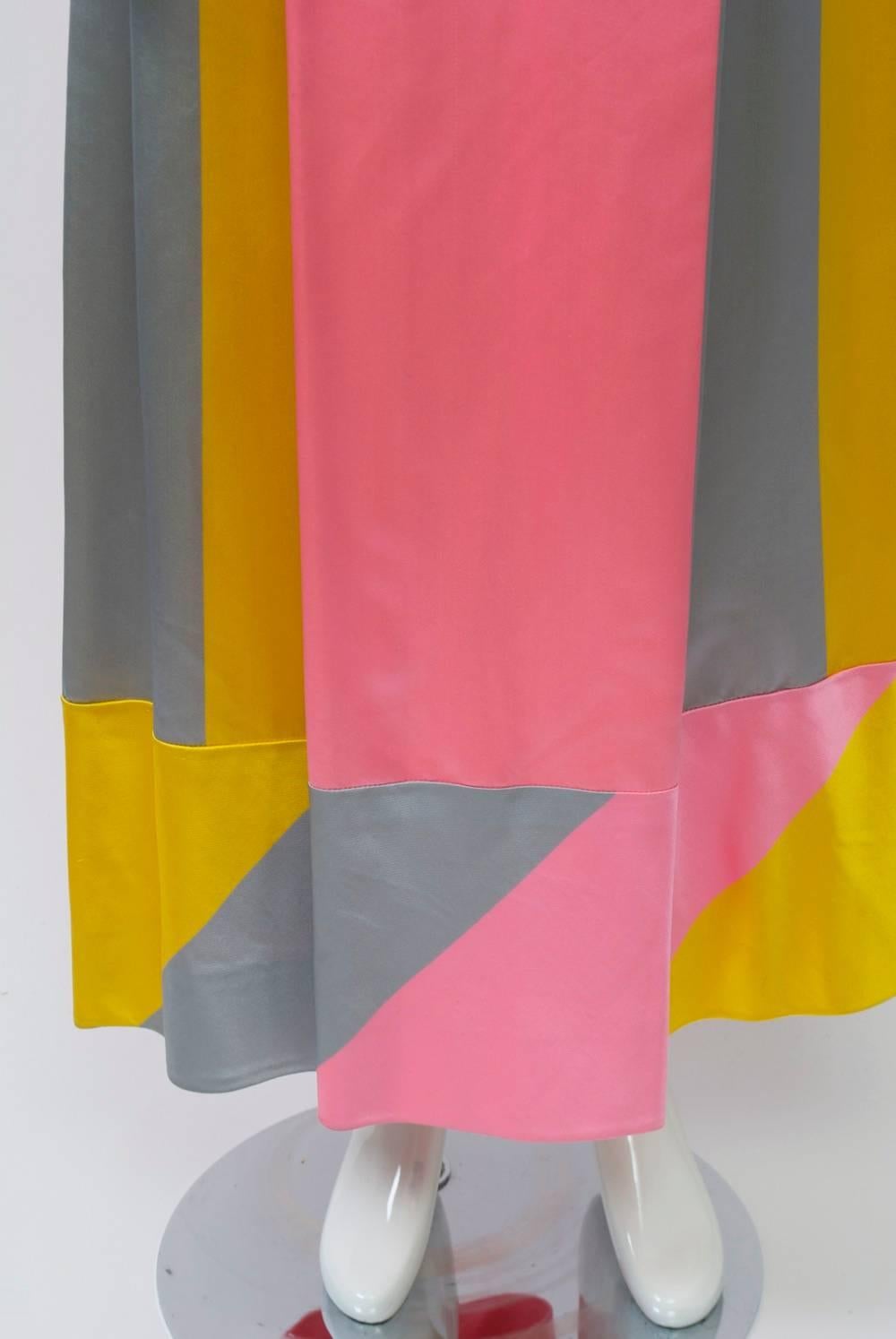 Women's 1960s Colorblock Satin Gown and Stole