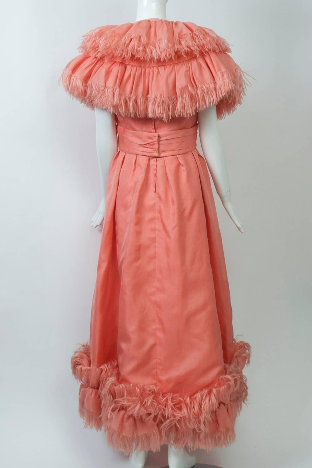 1960s Peach Evening Ensemble In Excellent Condition For Sale In Alford, MA