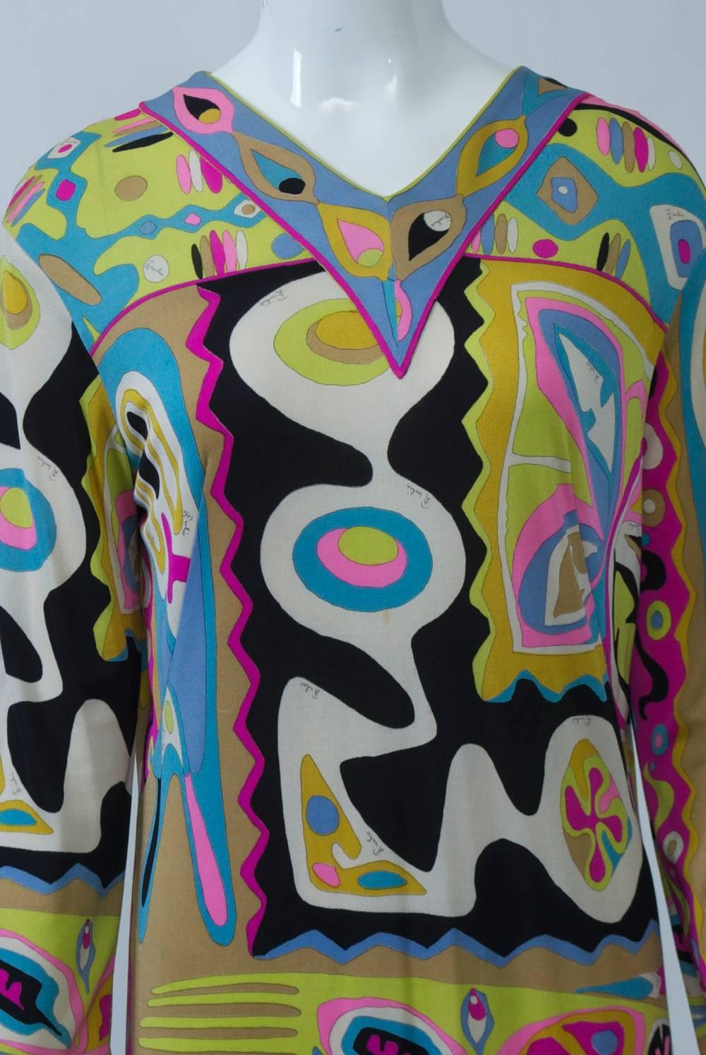 Women's Pucci c. 1970 Abstract Print Dress