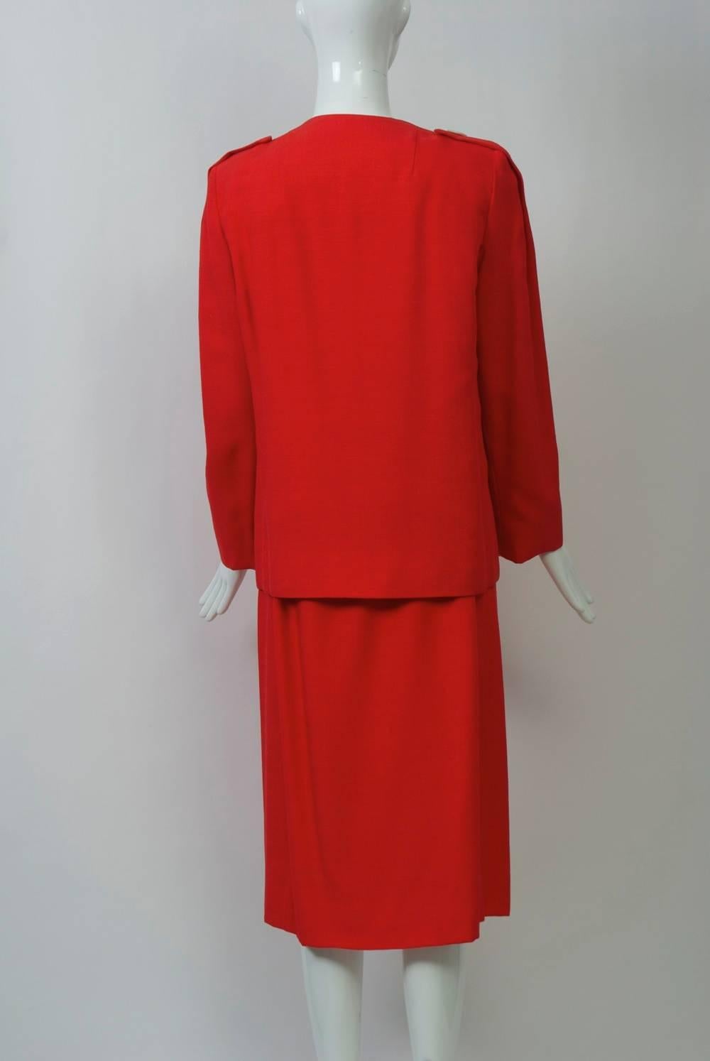 Pauline Trigére Red Ensemble In Excellent Condition For Sale In Alford, MA